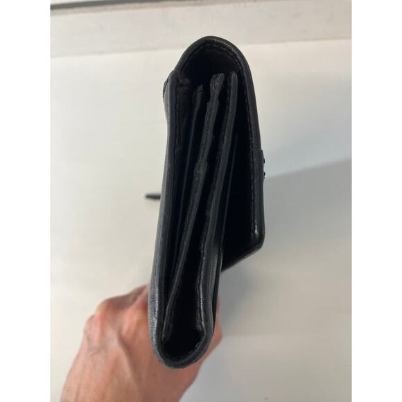 COACH LARGE BLACK SMOOTH LEATHER WALLET WITH EMBOSSED LOGO - Picture 11 of 14